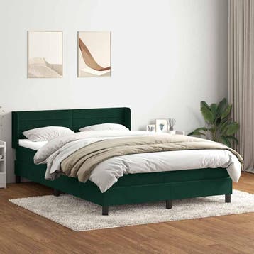 vidaXL Boxspring met matras fluweel donkergroen 160x220 cm, Verzenden, Nieuw, Groen, Stof