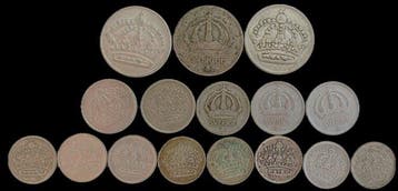 Zweden. Collection of 16 coins: 10, 25 & 50 Öre 1940/1962, Postzegels en Munten, Gestempeld