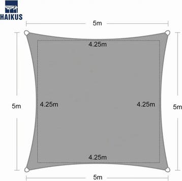 HAIKUS Schaduwdoek 5×5m, vierkant, premium, uv-beschermin.., Tuin en Terras, Verzenden, Nieuw