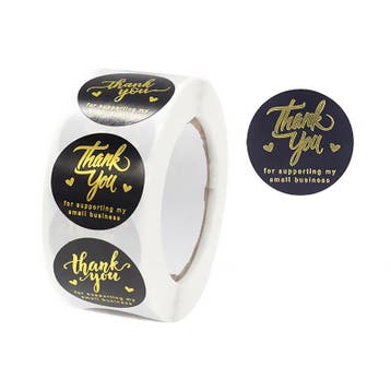 1 rol 500 stickers Wensetiket zegel rond 25mm Thank you f..., Ophalen of Verzenden, Nieuw