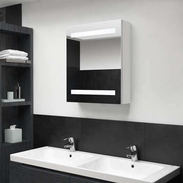 vidaXL Badkamerkast met spiegel en LED 50x14x60 cm glanzend, Verzenden, Nieuw