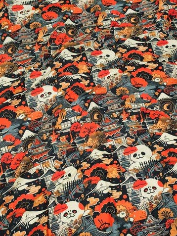 TexStilArt - KYOTO PANDA - Exclusieve stof 3 x 3 meter 100%