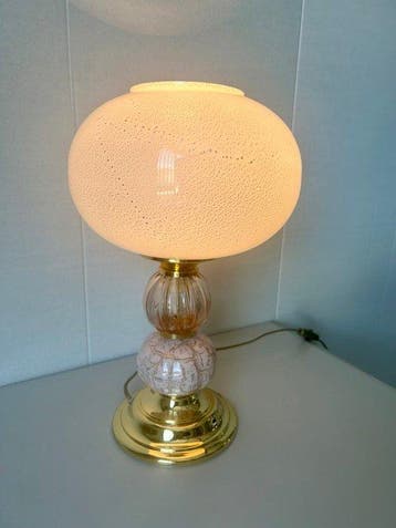 Tafellamp - IJzer, geblazen glas - Lamp met glas en keramiek