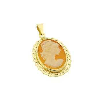 Gouden hanger met camee (Hanger of bedel), Ophalen of Verzenden, Gebruikt, Goud, Overige merken