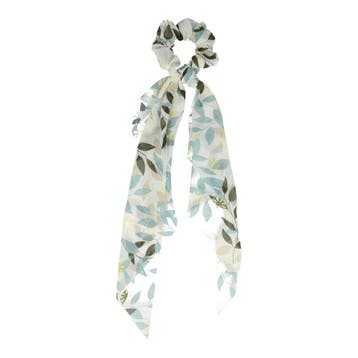 Haarelastiek Scrunchie – Bloemen en Blaadjes Patroon – 25cm, Nieuw