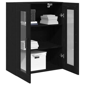 vidaXL Wandkast Zwart Eiken 69,5 x 34 x 90 cm Bewerkt hout, Minder dan 50 cm, Verzenden, Nieuw, Minder dan 100 cm
