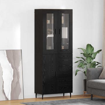 vidaXL buffetkast 2 st Zwart Eiken 69,5 x 34 x 180 cm, Minder dan 50 cm, Verzenden, Nieuw, Minder dan 100 cm