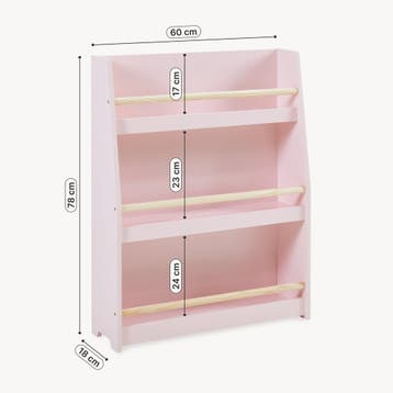 Kinderboekenrek Virer met 3 open vakken 78x60x18 cm roze [en, Kinderen en Baby's, Kinderkamer | Overige Meubels, Verzenden, Nieuw