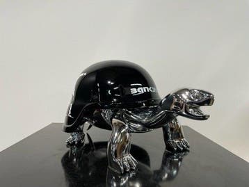 Van Apple - The Silver Peace Turtle - Banksy Flower Thrower, Antiek en Kunst, Kunst | Designobjecten