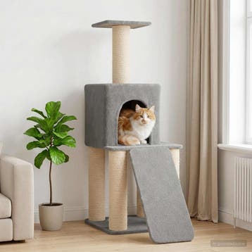 vidaXL Kattenboom met sisal krabpalen Lichtgrijs 146 cm, Verzenden, Nieuw