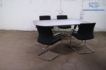 Verstelbare vergadertafel noten 200x100 chroom frame tweedeh, Verzenden, Gebruikt