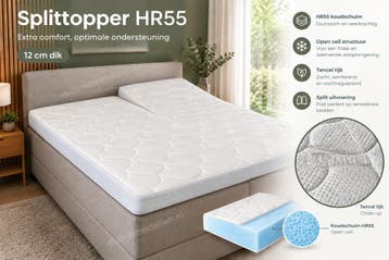 Tencell topper HR55 12 cm - Split - 180/200, Verzenden, Wit, Overige typen, Nieuw