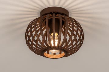 Rietveld Plafondlampen - Bruin - Metaal, Hout, Rotan, Huis en Inrichting, Lampen | Plafondlampen, Verzenden, Nieuw