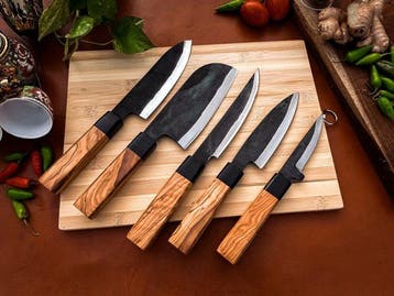 other - Keukenmes - Kitchen knife set - 703 - Staal, Hout,