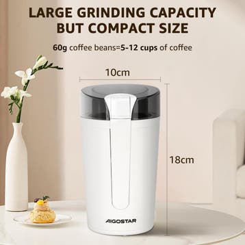 Koffiemolen elektrisch - Koffiemaler - 200W - Wit - Aigostar, Verzenden, Zo goed als nieuw
