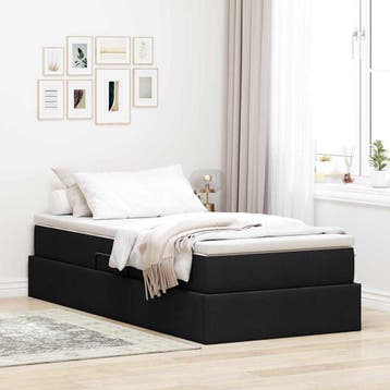 vidaXL Opslag bed met matras met matras Zwart 90 x 190 cm, Huis en Inrichting, Verzenden, Nieuw, Zwart