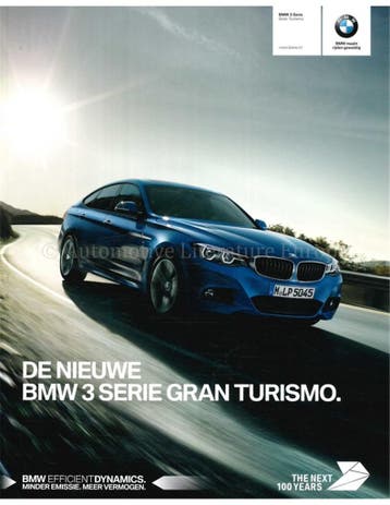 2016 BMW 3 SERIE GRAN TURISMO BROCHURE NEDERLANDS, Nieuw, BMW, Author