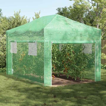 vidaXL Kas met pop-up frame met dak Groen 290 x 430 x 315 cm, Verzenden, Nieuw