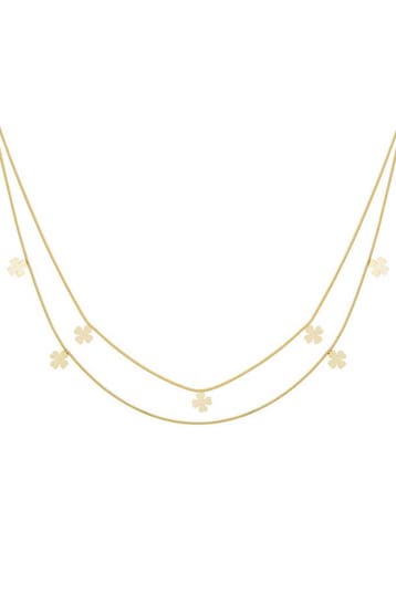 Goudlief Dubbele klaver ketting (Gelaagde kettingen), Verzenden, Nieuw, Zilver, Overige materialen