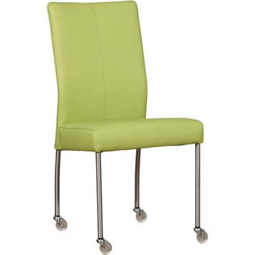 Set van 6 Leren eetkamerstoelen Comfort met wieltjes -, Huis en Inrichting, Stoelen, Ophalen of Verzenden, Nieuw, Leer