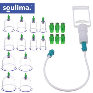 Soulima Chinese cupping set 12 delig zonder vuur met hand..., Ophalen of Verzenden, Nieuw