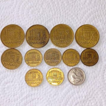 Munten van het Saarprotectoraat (1954) & 50 Pfennig (1949),