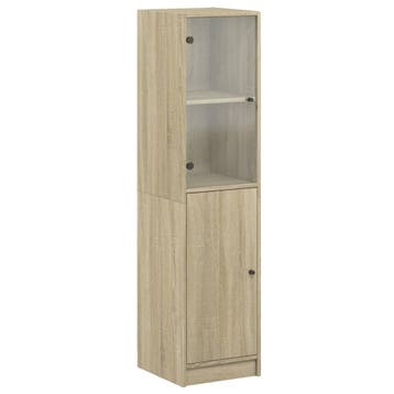 vidaXL buffetkast met glazen deur 35x37x142 cm sonoma, Minder dan 50 cm, Verzenden, Nieuw, Minder dan 100 cm