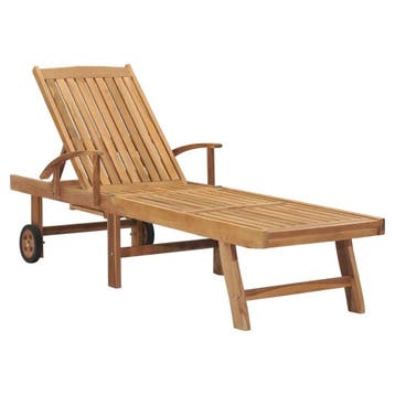 Zonnebed Teakhout - Duurzaam | 35% Korting | Nu Snel!, Ophalen of Verzenden, Zo goed als nieuw, Teakhout, Verrijdbaar