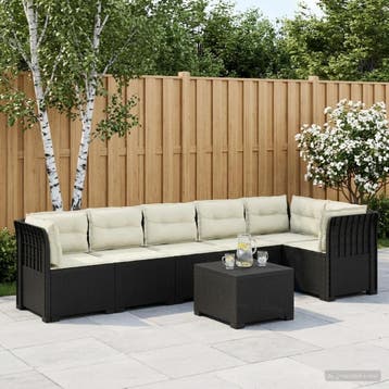 vidaXL 6-Zits Tuin Sofa met Kussens Rattan Look PP Antraciet, Verzenden, Nieuw