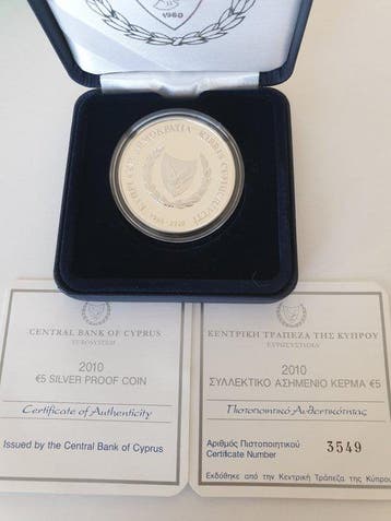 Cyprus. 5 Euro 2010 50 ans République de Chypre Proof