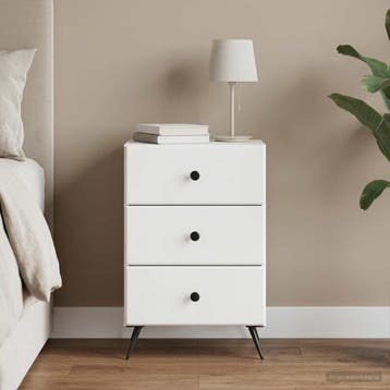 vidaXL Nachtkastje met lade Wit 43 x 41 x 66,5 cm Bewerkt, Minder dan 45 cm, Verzenden, Nieuw, 55 tot 70 cm