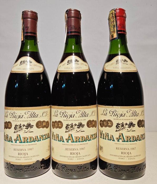 1987 La Rioja Alta, Viña Ardanza - Rioja Reserva - 3 Flessen, Verzamelen, Wijnen