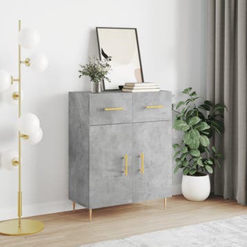 vidaXL Dressoir 69,5x34x90 cm bewerkt hout betongrijs, Verzenden, Nieuw, Overige houtsoorten, Minder dan 50 cm