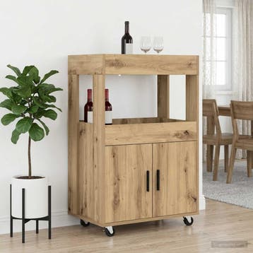 vidaXL Bar Kar Artisanaal eiken 60 x 39,5 x 89 cm Bewerkt, Minder dan 50 cm, Verzenden, Nieuw, Minder dan 100 cm