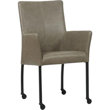 Set van 6 Leren eetkamerstoelen Comfort met wieltjes en, Huis en Inrichting, Stoelen, Ophalen of Verzenden, Nieuw, Leer, Vijf, Zes of meer stoelen