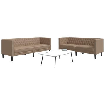 vidaXL 2-delige Loungeset Chesterfield-stijl kunstleer, Verzenden, Nieuw, Vierpersoons of meer, Leer