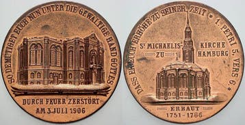 Brons medaille 1906 Hamburg, Stadt, Postzegels en Munten, Penningen en Medailles, Verzenden