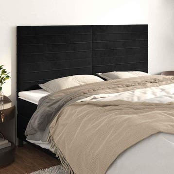 vidaXL Hoofdbord zwart 200x5x118/128 cm fluweel, Verzenden, Nieuw, Zwart, Stof