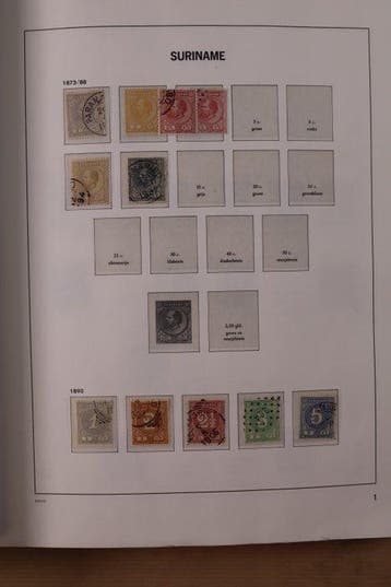 Suriname 1873/1975 - Collectie in DAVO Crystal voordrukalbum, Gestempeld