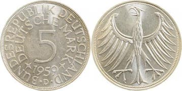 5 Dm Brd 1959d (MuntenenBankbiljetten-Duitslandvanaf1871), Verzenden