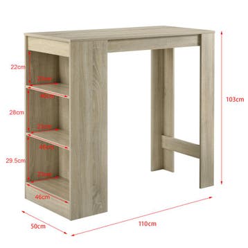 Bartafel met 3 planken 110x50x103 cm eikenkleurig, Verzenden, Nieuw