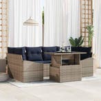 vidaXL Tuin Sofa Set met opslag 7 pcs Grijs Poly riet, Tuin en Terras, Verzenden, Nieuw, Rotan