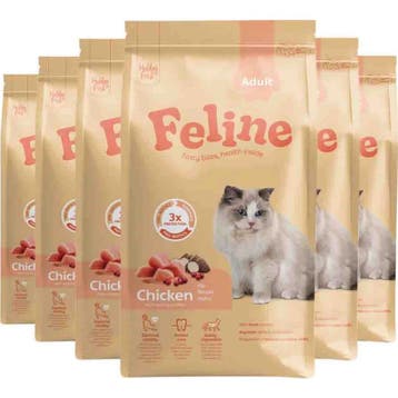 6x HobbyFirst Feline Kattenvoer Droog Adult Kip 1,5 kg, Dieren en Toebehoren, Dierenvoeding, Verzenden, Kat
