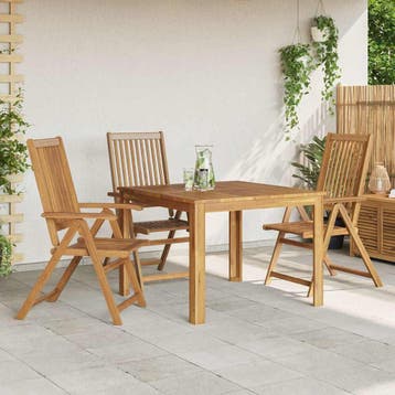 vidaXL Inklapbare stoelen 3 st massief acaciahout, Tuin en Terras, Verzenden, Nieuw, Hout