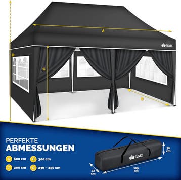 Tillvex® Partytent - 3x6m - Paviljoen - Easy Up - Antraciet, Verzenden, Zo goed als nieuw