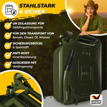 Benzine Jerrycan Set van 3 Metaal 20L (Auto-Fiets), Verzenden, Nieuw