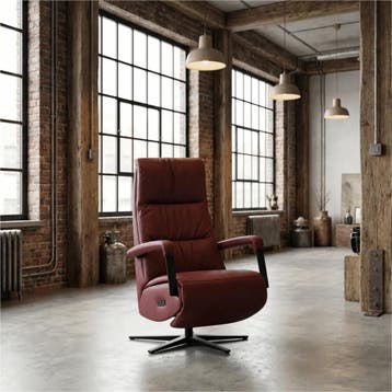Leren elektrisch relaxfauteuil Core - Massif Rubino, Bohemian, Industrieel, Modern, Scandinavisch, Nieuw, Ophalen of Verzenden