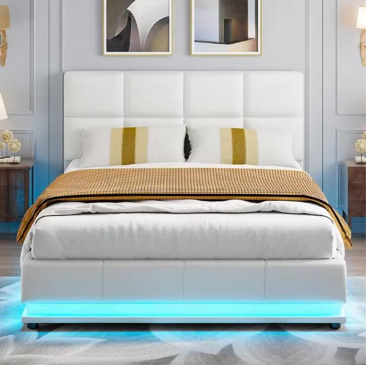 Hydraulisch Opbergbed 140x200 cm met Hoofdbord en Kunstleer, Huis en Inrichting, Slaapkamer | Bedden, Nieuw, Verzenden