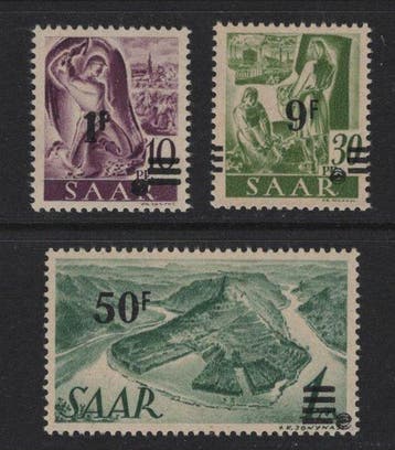 Saarland 1947 - Oorspronkelijke druk, drie geteste waarden, Gestempeld