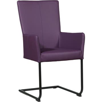 Leren eetkamerstoel Dry met armleuning - Toledo Aubergine, Huis en Inrichting, Stoelen, Overige kleuren, Nieuw, Leer, Ophalen of Verzenden